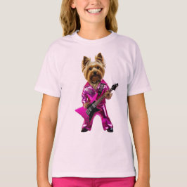 かわいいヨーキーロックスターキッズTシャツ Tシャツ