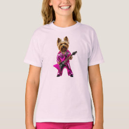 かわいいヨークシャテリアのロックスターキッズTシャツ Tシャツ