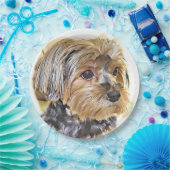 かわいいヨークシャーテリアのヨークシャテリアの小犬の芸術 ペーパープレート (パーティー)