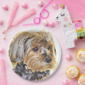 かわいいヨークシャーテリアのヨークシャテリアの小犬の芸術 ペーパープレート (パーティー)