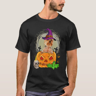 かわいいヨークシャーテリアウィッチパンプキンハロウィーンドッグ Tシャツ