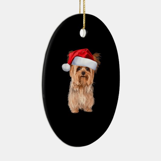 かわいいヨークシャーテリアサンタパピークリスマス セラミックオーナメント (右)