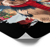 かわいいヨークシャーテリアドッグクリスマスサンタハットスカーフ冬H ポスター (角)