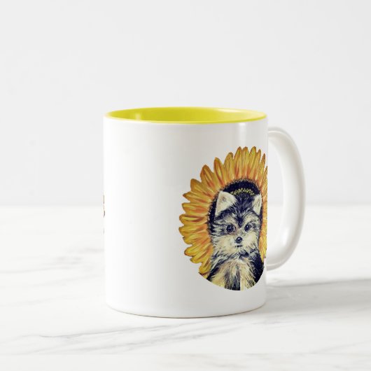 かわいいヨークシャーテリアドッグツートーンコーヒーマグ ツートーンマグカップ (正面右)