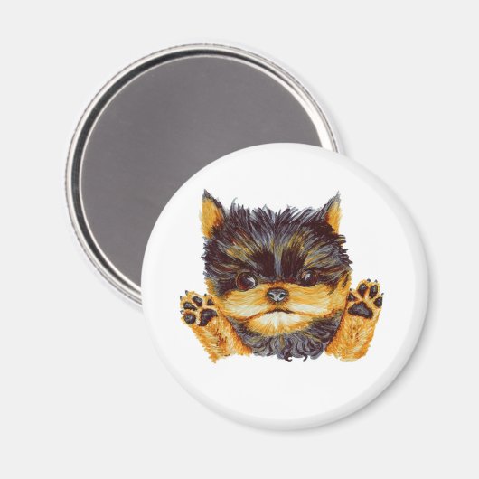 かわいいヨークシャーテリアパピー マグネット (正面/裏面)