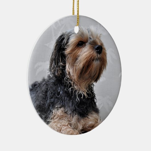 かわいいヨークシャーテリアヨークシャーテリアサンバス セラミックオーナメント (右)