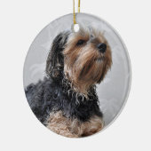 かわいいヨークシャーテリアヨークシャーテリアサンバス セラミックオーナメント (左)