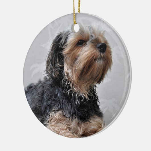 かわいいヨークシャーテリアヨークシャーテリアサンバス セラミックオーナメント (左)