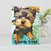 かわいいヨークシャーテリアヨークシャープピデジタルアート サンキューカード (スタンド正面)