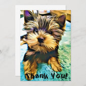 かわいいヨークシャーテリアヨークシャープピデジタルアート サンキューカード (正面/裏面)