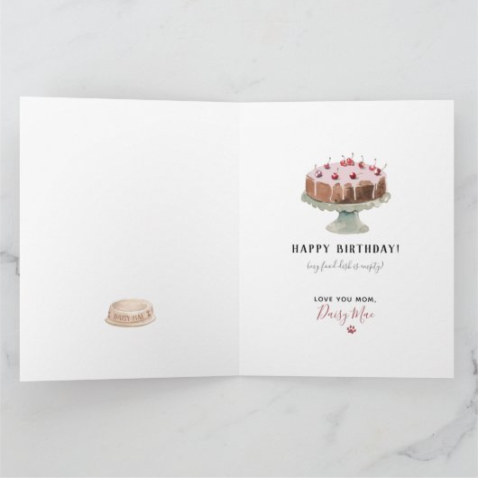 かわいいヨークシャーテリア水彩名前をカスタムするハッピーバースデー カード (内部)