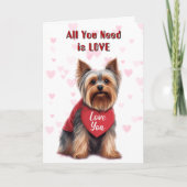 かわいいヨークシャーテリア犬すべて必要バレンタイン シーズンカード (正面)