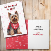 かわいいヨークシャーテリア犬すべて必要バレンタイン シーズンカード