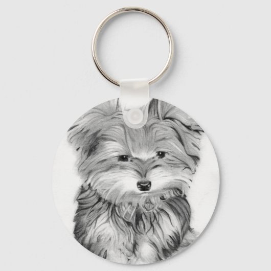 かわいいヨークシャーテリア犬 キーホルダー (正面)