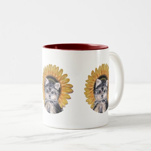 かわいいヨークシャーテリア犬 ツートーンマグカップ (正面右)