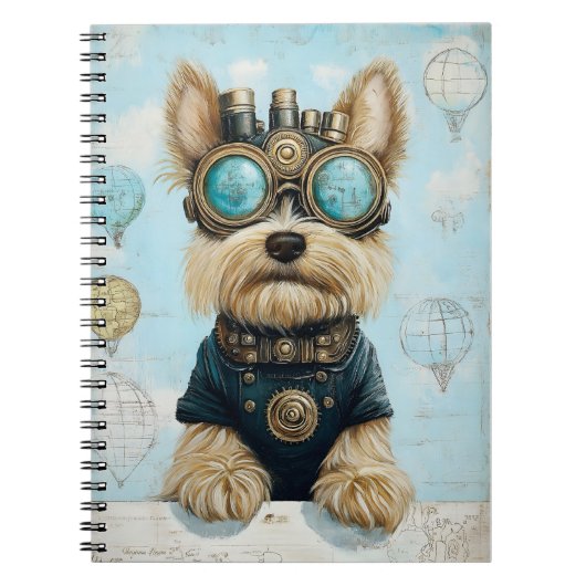 かわいいヨークシャーテリア犬、ホットエアバルーンK4ノベルティ ノートブック (正面)