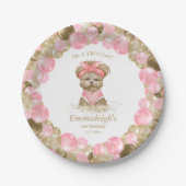 かわいいヨークシャーテリア2かわいいバルーン誕生日パーティー ペーパープレート (正面)