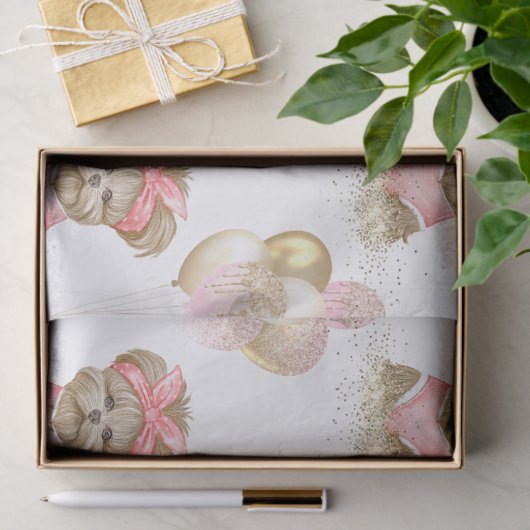 かわいいヨークシャーテリア2かわいいバルーン誕生日パーティー 薄葉紙 (ギフト)