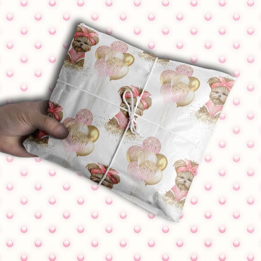 かわいいヨークシャーテリア2かわいいバルーン誕生日パーティー 薄葉紙