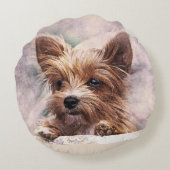 かわいいヨークシャーテリア ラウンドクッション (裏面)