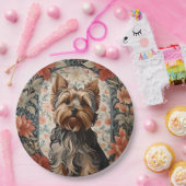 かわいいヨークシャーテリア | Yorkshire Terrierポートレート ペーパープレート (パーティー)