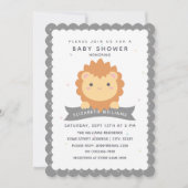 かわいいライオンかわいい子の赤ちゃんシャワー 招待状 (正面)