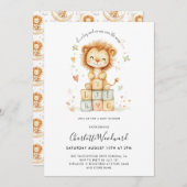 かわいいライオンかわいい子の赤ちゃんシャワー 招待状 (正面/裏面)