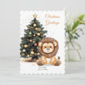 かわいいライオンとお祭りの木のイラスト シーズンカード (スタンド正面)