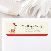 かわいいライオンとハートバルーンバレンタインデート ラベル (インサイチュ)