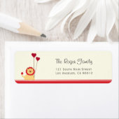 かわいいライオンとバルーンハートバレンタイン ラベル (インサイチュ)