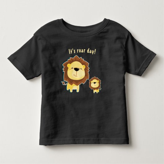 かわいいライオンと子ライオンの子供の誕生日 トドラーTシャツ (正面)