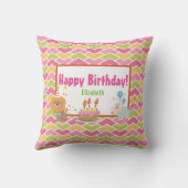 かわいいライオンと羊のパーソナライズされたハッピーバースデー クッション (裏面)