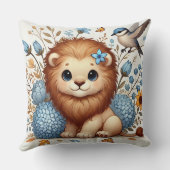 かわいいライオンと青い花のプレゼント クッション (裏面)