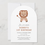 かわいいライオンのアーチ1歳の誕生日の招待 招待状 (正面)