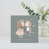 かわいいライオンのカップルのバレンタインデー シーズンカード (スタンド正面)