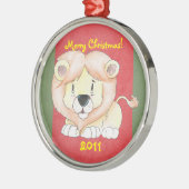 かわいいライオンのクリスマスの飾り メタルオーナメント (左)