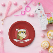 かわいいライオンのクリスマスアニメ紙プレート ペーパープレート (パーティー)