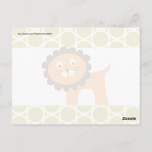 かわいいライオンのグリーンパターン 子供へのギフト ポストカード (裏面)