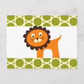 かわいいライオンのグリーンパターン 子供へのギフト ポストカード (正面)