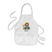 かわいいライオンのショベルカー 子供用エプロン (正面)