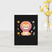 かわいいライオンのシール カード (黄色い花)
