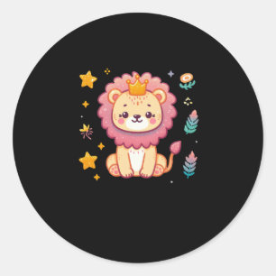 かわいいライオンのステッカー ラウンドシール