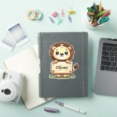 かわいいライオンのネームプレート シール (iPadカバー)