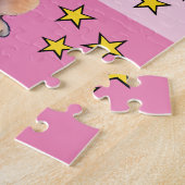 かわいいライオンの写真名ピンク黄色の子供 ジグソーパズル (側面)