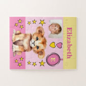 かわいいライオンの写真名ピンク黄色の子供 ジグソーパズル (横)