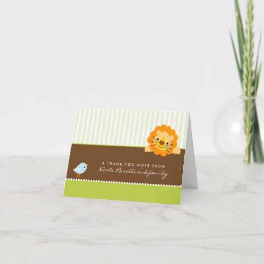 かわいいライオンの写真(内側)感謝カード:ライム サンキューカード (正面)