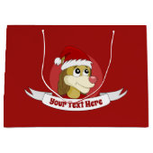 かわいいライオンの大きな抱き枕とクリスマスアニメ ラージペーパーバッグ (正面)