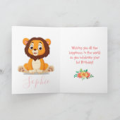 かわいいライオンの女の子の誕生日カード カード (内部)