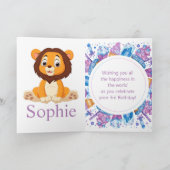 かわいいライオンの女の子の誕生日カード カード (内部)