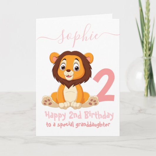 かわいいライオンの女の子の誕生日カード カード (正面)